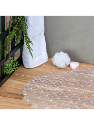 Tapete Antiderrapante Bolinha 63x34cm com Ventosas para Box Banheiro Cozinha e Áreas Molhadas
