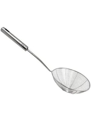 Peneira para Fritura de Aço Inox com Cabo Longo – Escumadeira Resistente para Retirar Alimentos do Óleo Quente, Uso Doméstico e Profissional