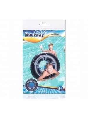 Boia Circular Pneu 91cm Inflável Preta Suporta até 80kg para Piscina e Praia