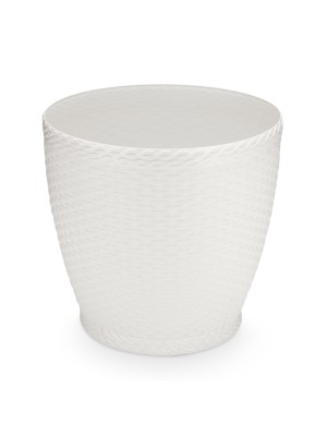 Vaso Rattan Redondo Branco – Decoração Sofisticada para Casa e Jardim