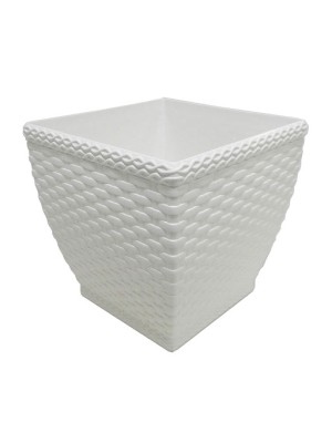 VASO CACHEPO RATTAN 8,2X8CM QUADRADO BRANCO DE PLÁSTICO