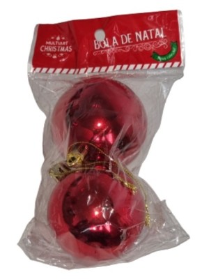 BOLA NATAL VERMELHA 6CM C/ 2PCS UN. MULTIART
